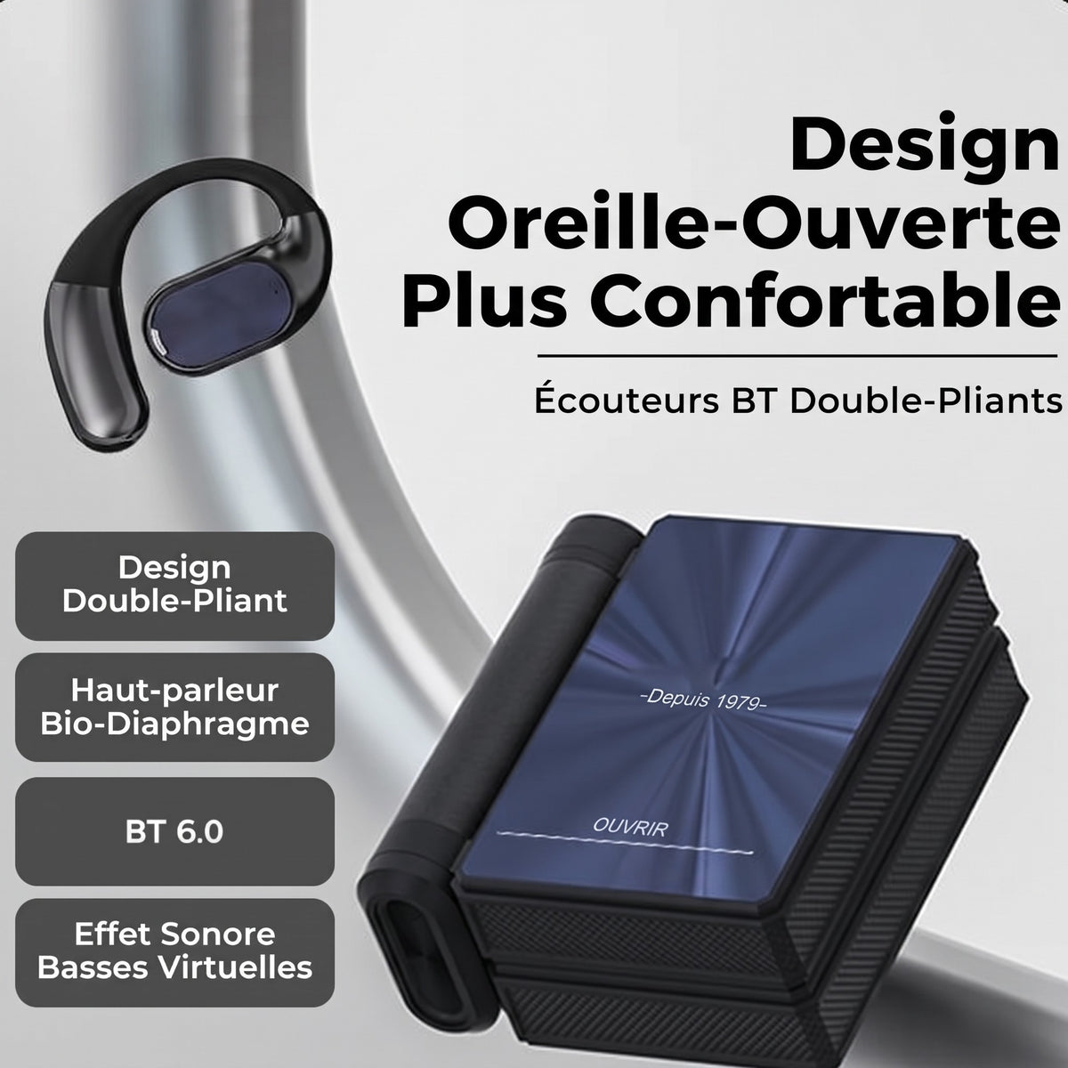 Écouteurs sans fil Bluetooth 6.0 à réduction de bruit – 145H d'autonomie, étanches IPX5, sport