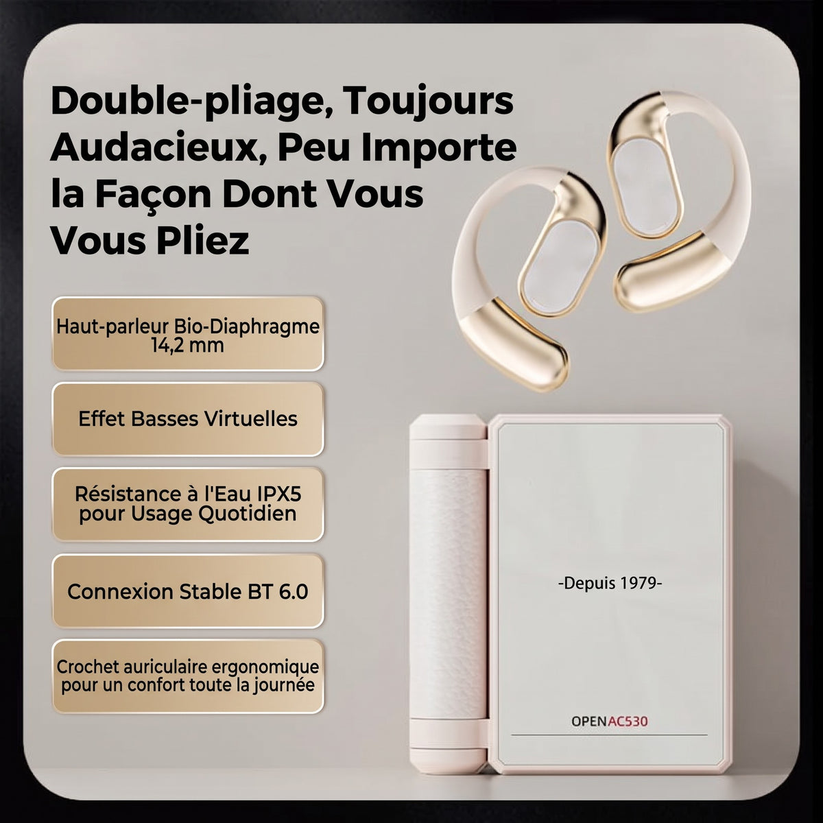 Écouteurs sans fil Bluetooth 6.0 à réduction de bruit – 145H d'autonomie, étanches IPX5, sport