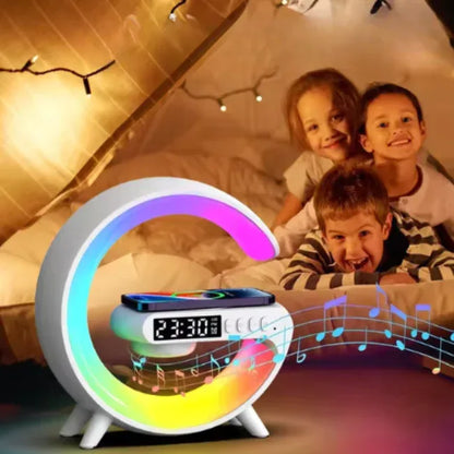 Lampe de chevet LED forme G avec fonction de charge, chargeur sans fil 15 W, haut - parleur Bluetooth - Rondor