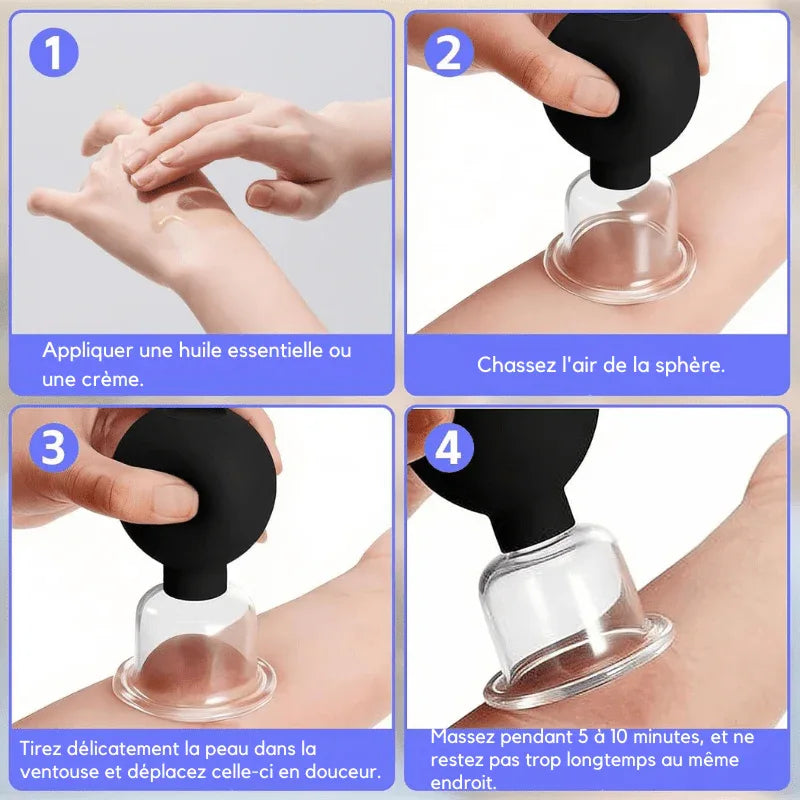 Lot de 4 ventouses anticellulites noires - Rondor