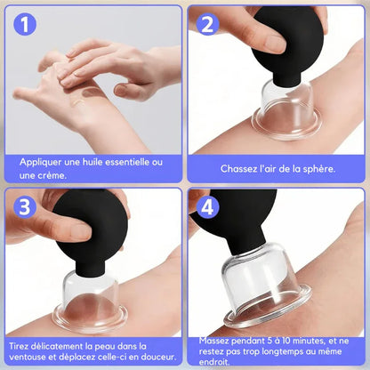 Lot de 4 ventouses anticellulites noires - Rondor