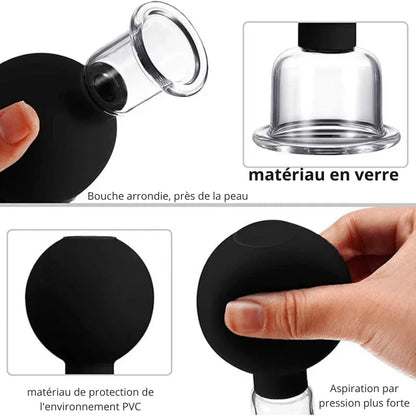 Lot de 4 ventouses anticellulites noires - Rondor