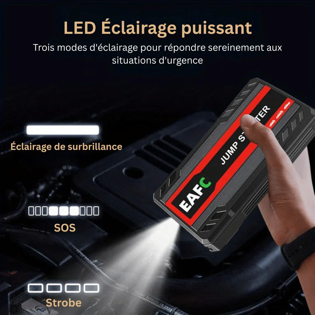 LuxAuto Elite Démarreur de Voiture Portable | Booster d'urgence et chargeur de batterie mobile pour camping - car 12V, idéal pour les voyages - Rondor