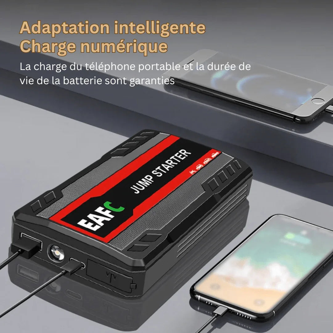 LuxAuto Elite Démarreur de Voiture Portable | Booster d'urgence et chargeur de batterie mobile pour camping - car 12V, idéal pour les voyages - Rondor