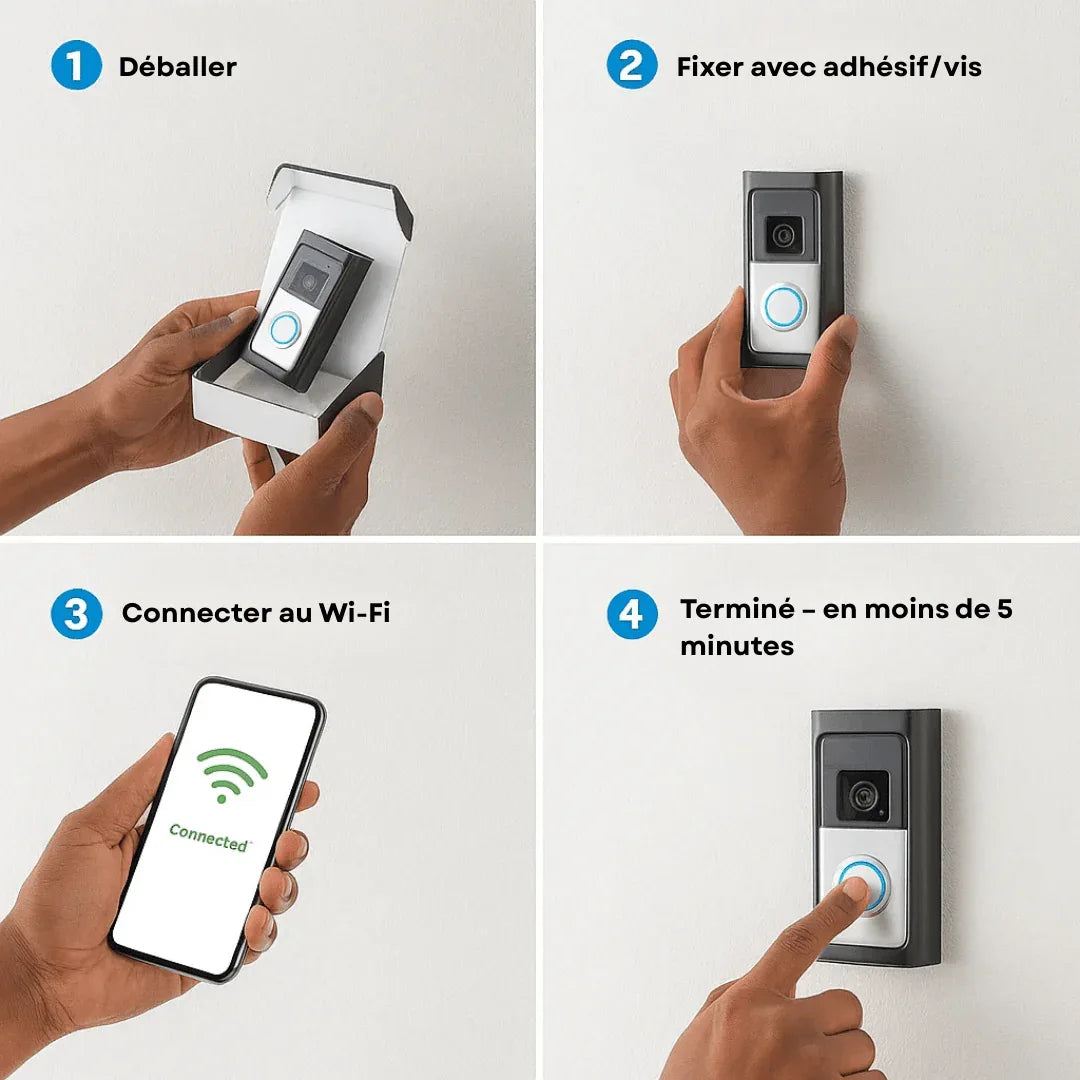 LuxGuard | Sonnette vidéo sans fil avec batterie pour une sécurité optimale - Rondor
