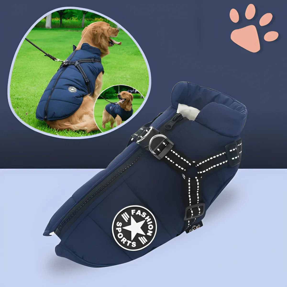 Manteau d’Hiver Imperméable JuJuJacket™ pour Chien avec Harnais Réfléchissant | RONDOR - Rondor