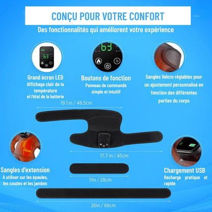 Massageur de genoux sans fil avec 5 niveaux de température - Rondor