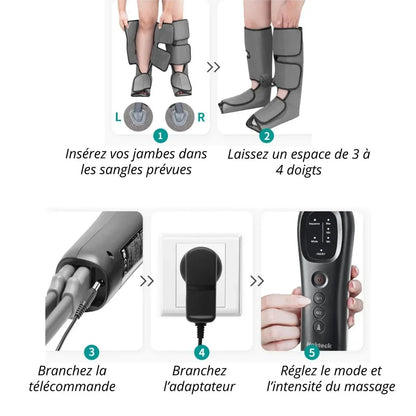 Masseur Fishtec mollets & pieds - Masseur de Jambes avec Compression d'Air pour la Circulation et Relaxation - Rondor