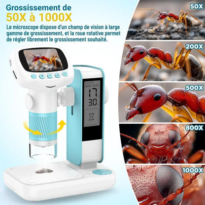 Microscope numérique 2 - en - 1 pour enfants avec fonction réveil - Rondor