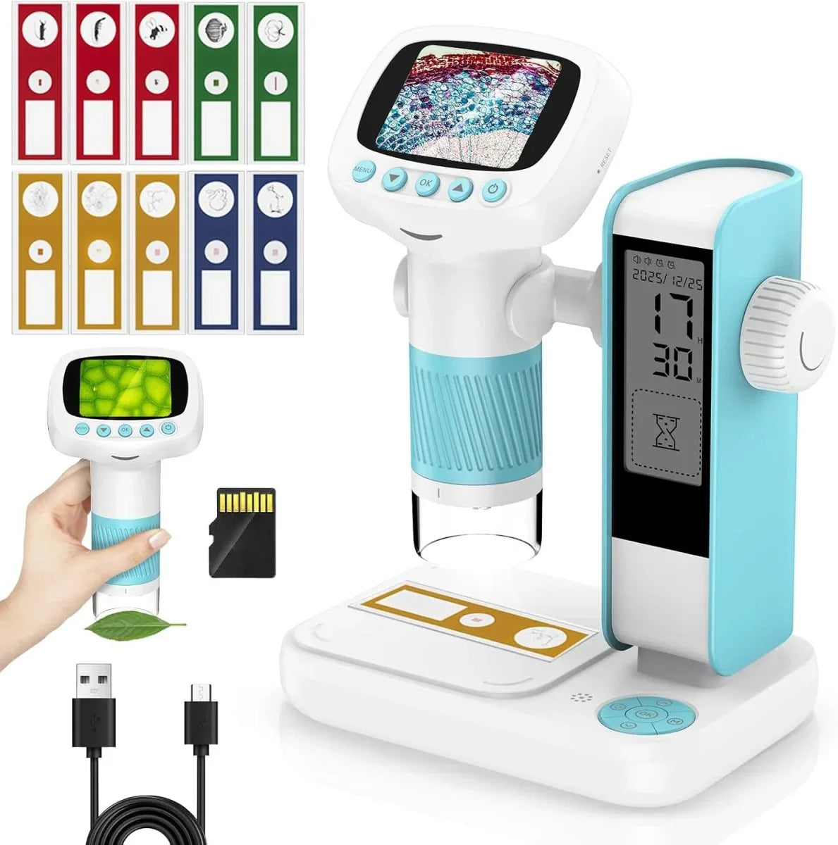 Microscope numérique 2 - en - 1 pour enfants avec fonction réveil - Rondor