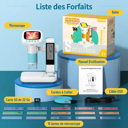 Microscope numérique 2 - en - 1 pour enfants avec fonction réveil - Rondor