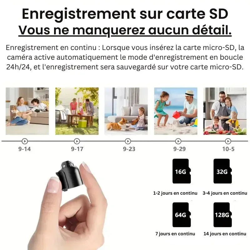 Mini Caméra Espion Sans Fil, Contrôle à Distance et Enregistrement HD - Rondor