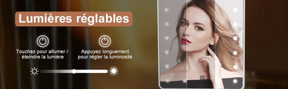 Miroir de Maquillage Lumineux - Coiffeuse de Maquillage à LED - Rondor