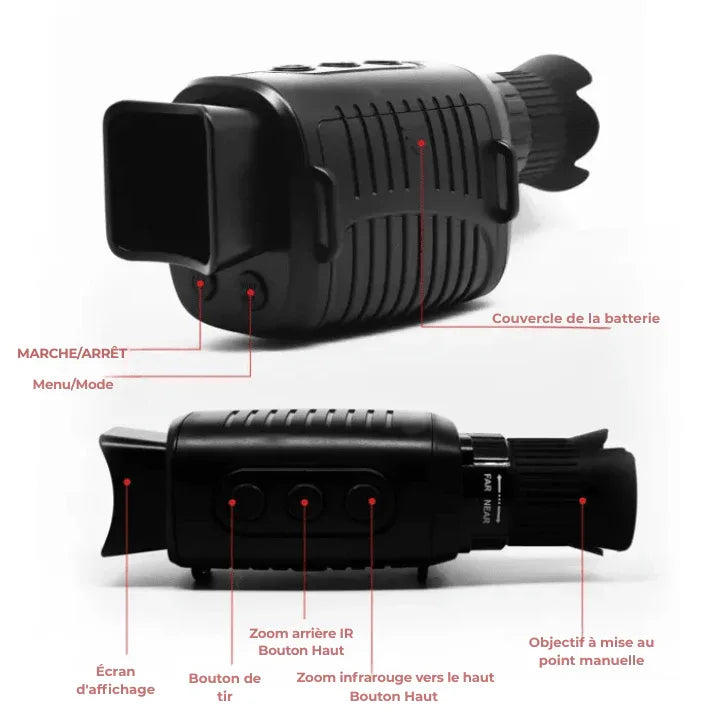 Monoculaire 5X Vision Nocturne avec Caméra HD, Enregistrement Vidéo Chasse - Rondor