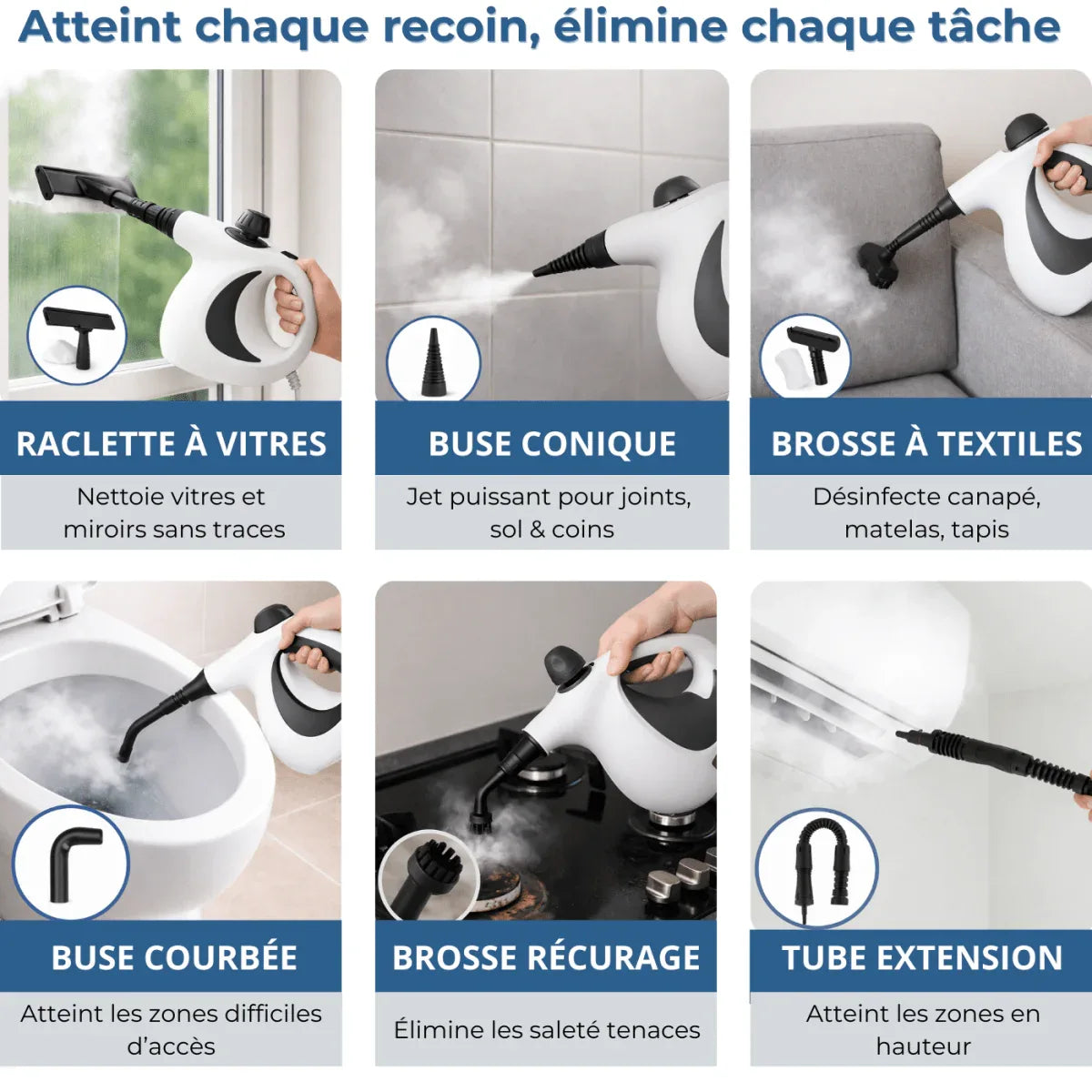 Nettoyeur Vapeur Portable A80 PRO™ – Nettoyage Puissant et Écologique - Rondor