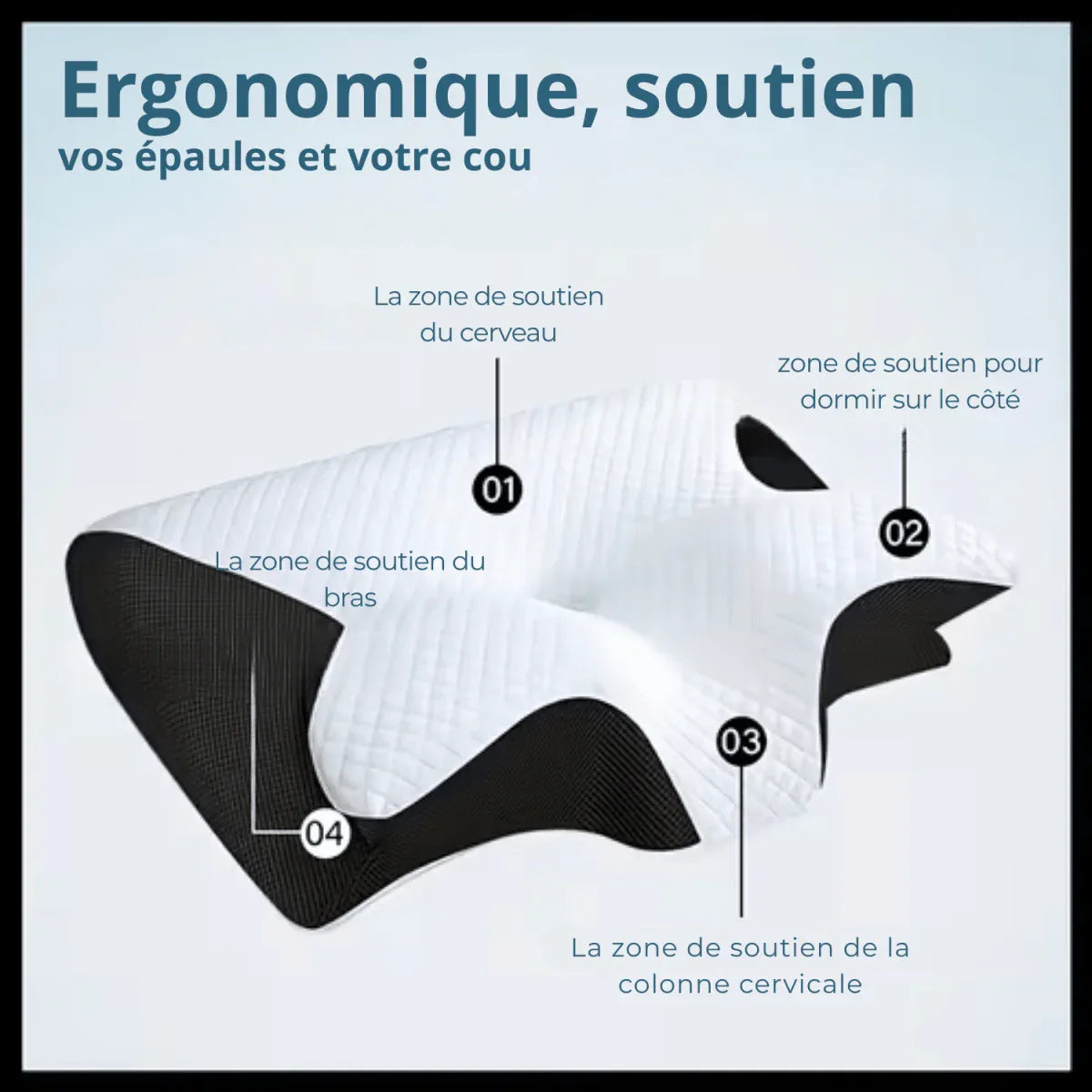Oreiller cervical ergonomique anti - ronflement à mémoire de forme - Rondor