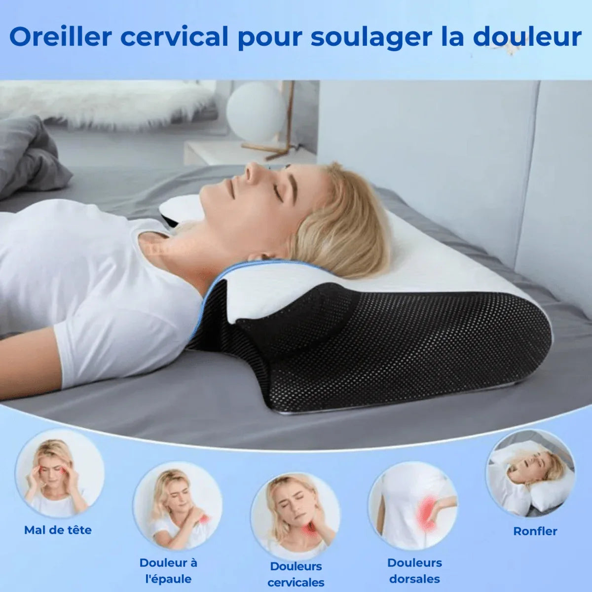 Oreiller cervical ergonomique anti - ronflement à mémoire de forme - Rondor