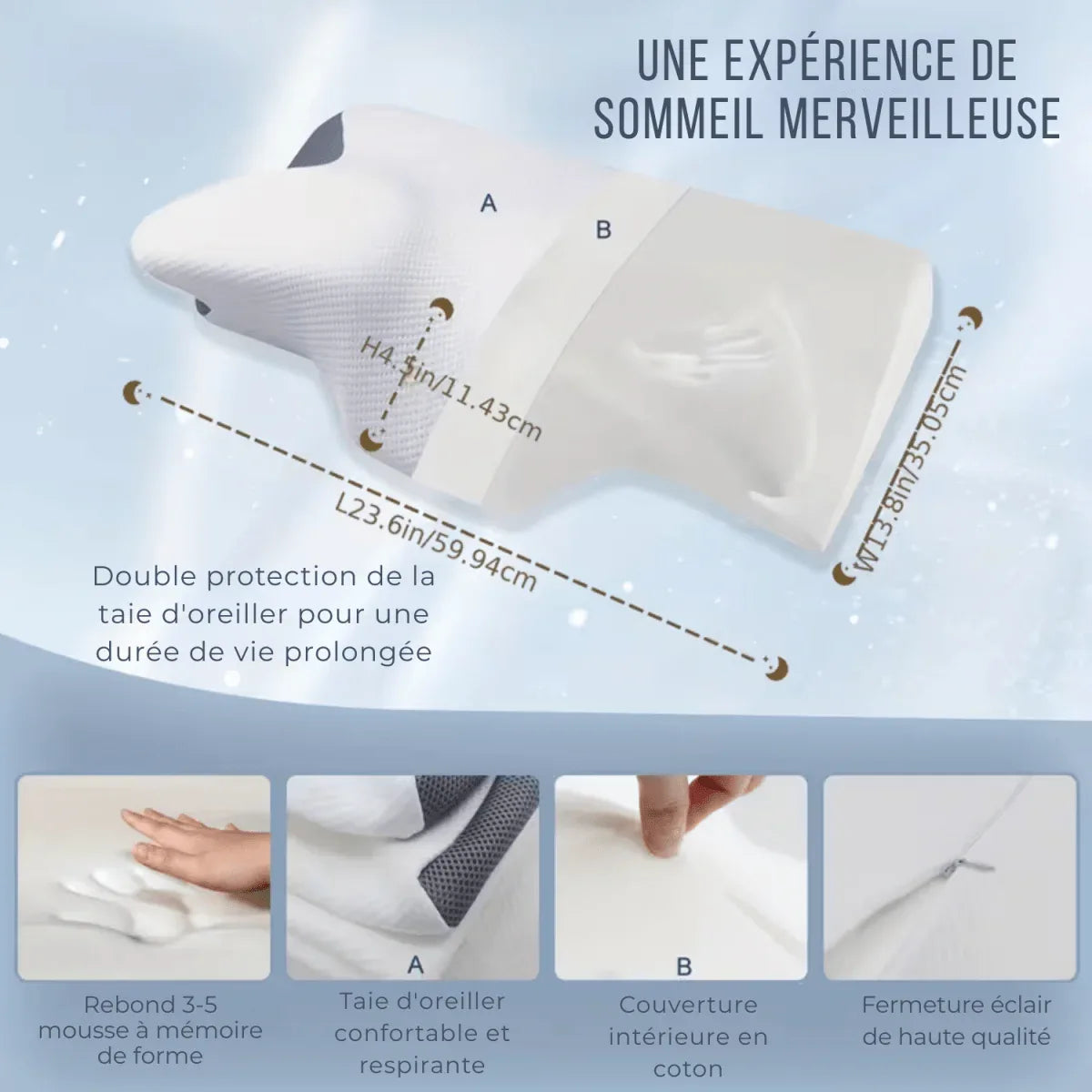 Oreiller cervical ergonomique anti - ronflement à mémoire de forme - Rondor