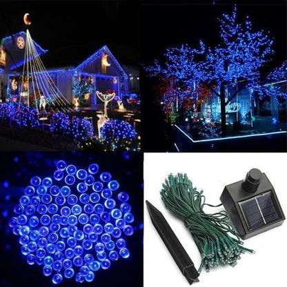 Outdoor Solar String Lights with 100 LED Fairy Garden Landscape Lighting with Adjustable Panel