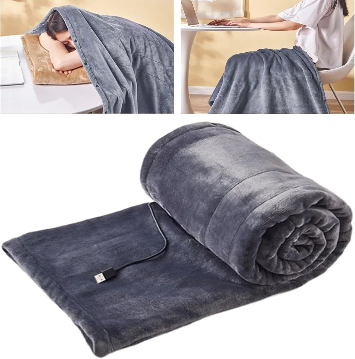 Peignoir chauffant électrique, couverture en flanelle rechargeable par USB - Rondor