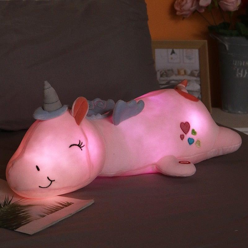 Peluche Licorne Lumineuse – Un Ami Câlin avec une Lueur Arc - en - Ciel Magique à LED - Rondor