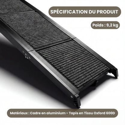 Rampe d'Accès Chien Voiture Premium en Aluminium - Pliable & Supporte 115kg (Anti-Arthrose)