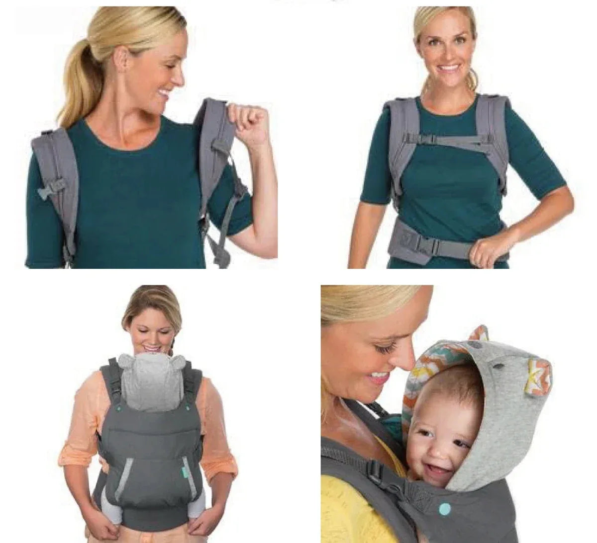 Porte - bébé randonnée gris à capuche en coton - Rondor