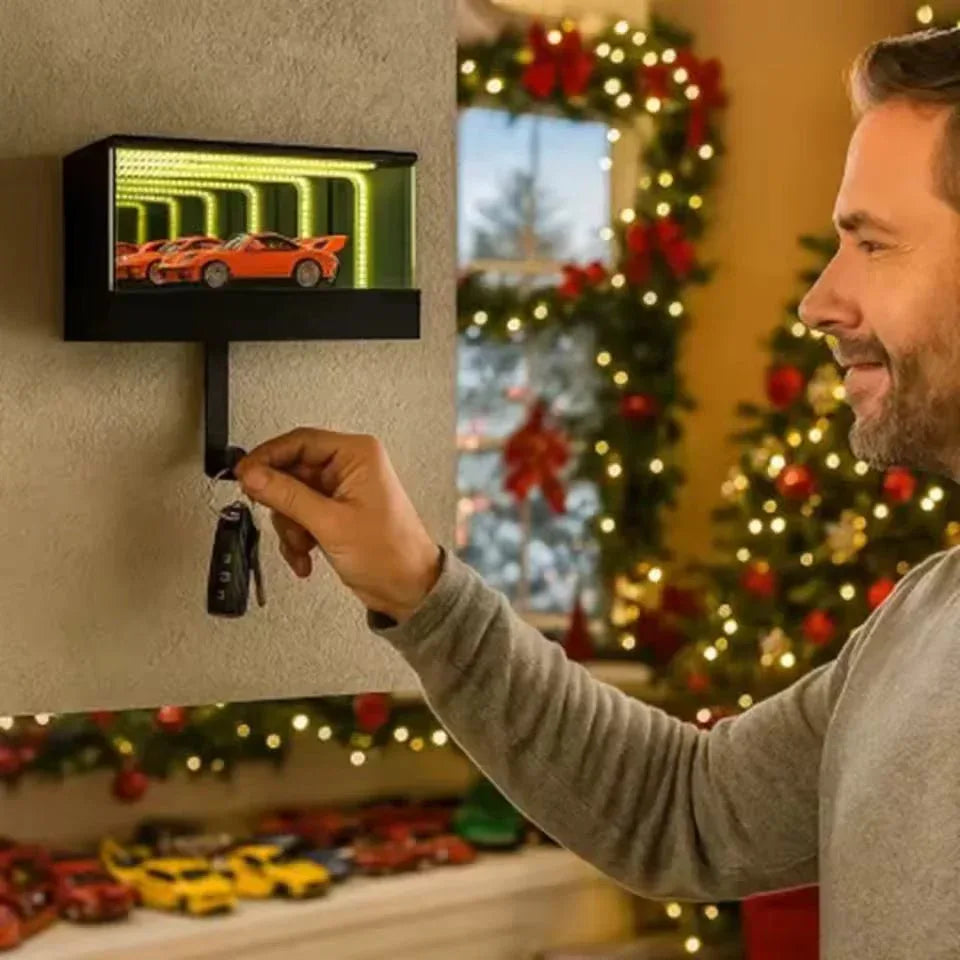 Porte - Clés Garage Infini - Effet Tunnel Lumineux LED, Arrêt Automatique, Cadeau Voiture - Rondor