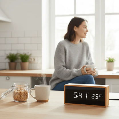 Réveil LED en Bambou Timbora – Minimaliste et Écologique - Rondor