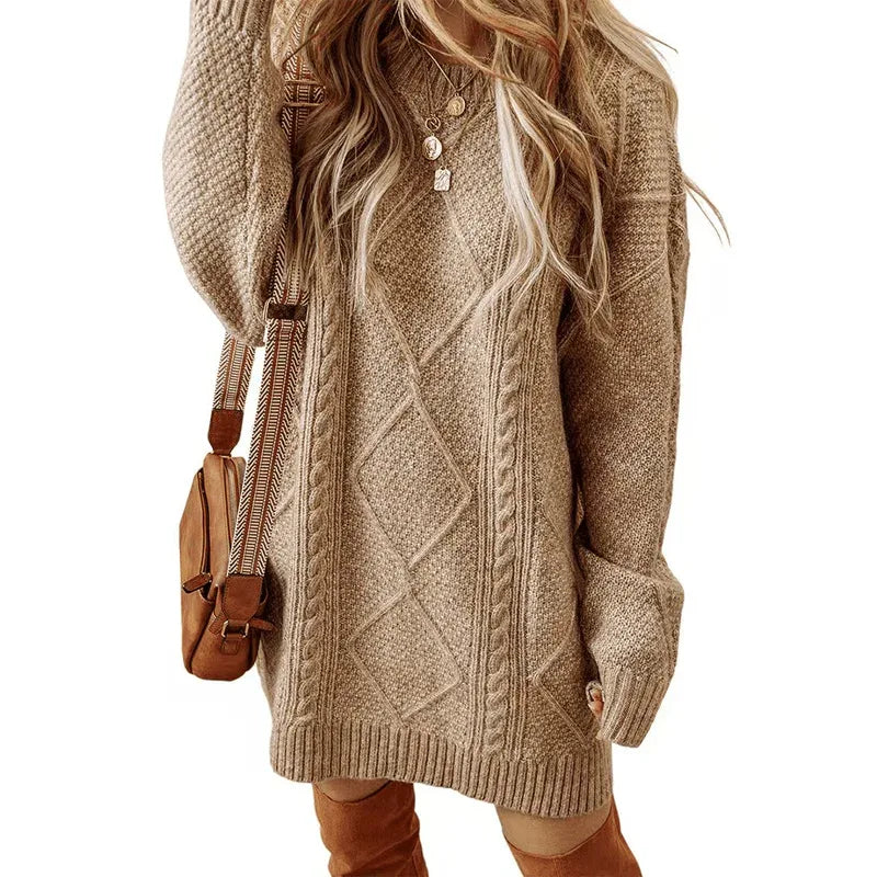 Robe pull tendance en maille torsadée à coupe ample - Rondor