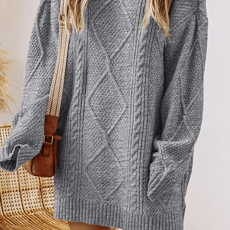 Robe pull tendance en maille torsadée à coupe ample - Rondor