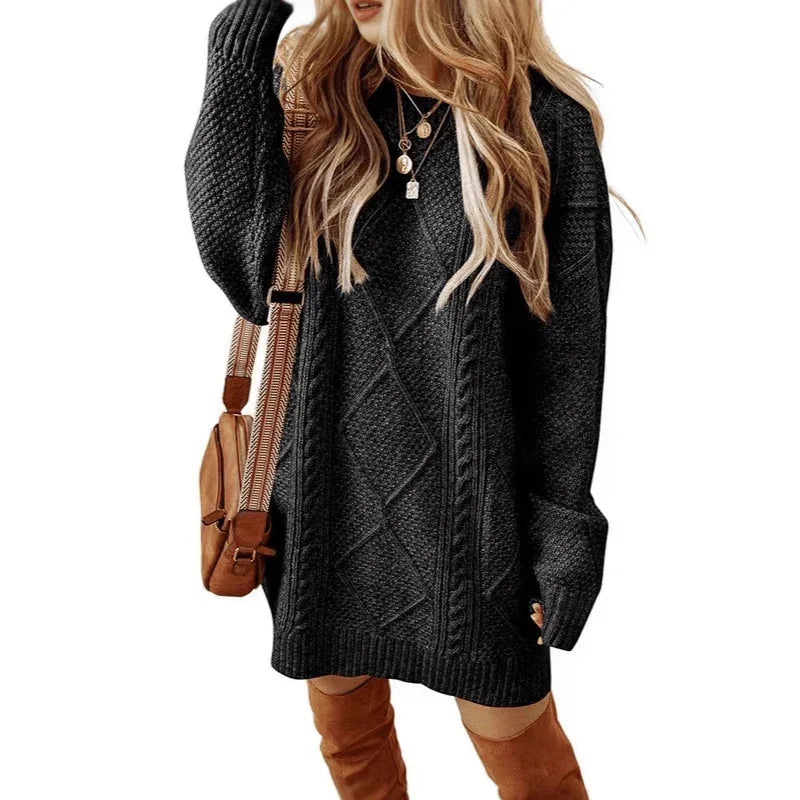 Robe pull tendance en maille torsadée à coupe ample - Rondor