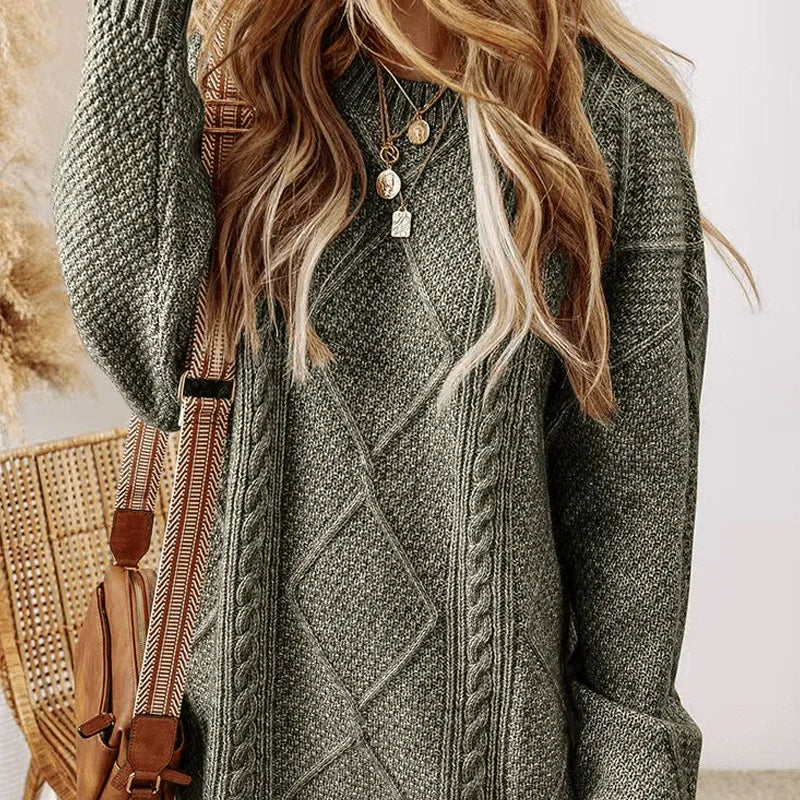 Robe pull tendance en maille torsadée à coupe ample - Rondor