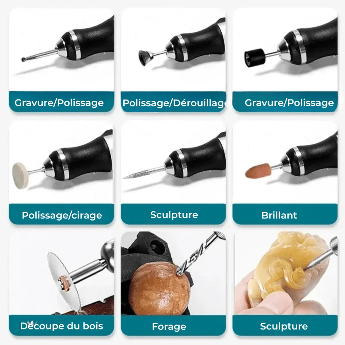 RotarPro™ | Stylo Graveur Électrique Sans Fil, Outil de Gravure Multifonction - Rondor
