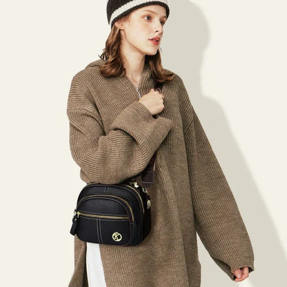 Sac classique multi - compartiments à bandoulière large et ajustable en cuir - Rondor