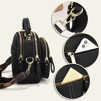 Sac classique multi - compartiments à bandoulière large et ajustable en cuir - Rondor