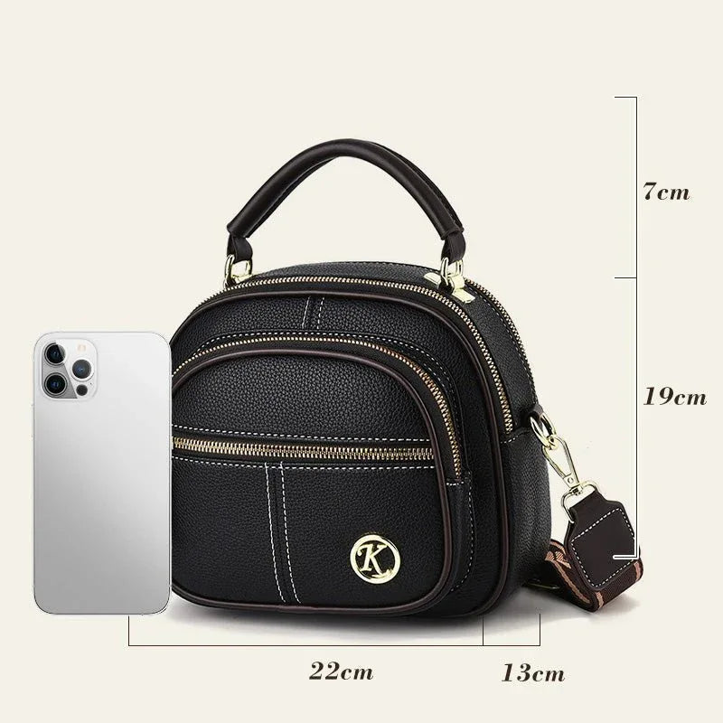 Sac classique multi - compartiments à bandoulière large et ajustable en cuir - Rondor