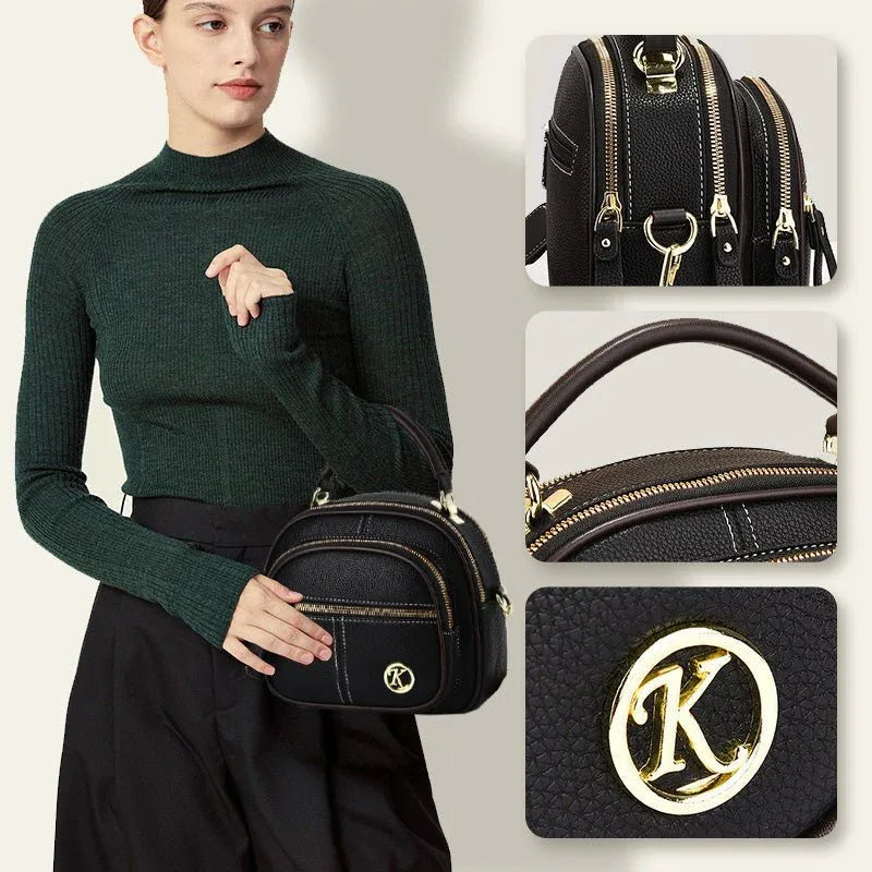 Sac classique multi - compartiments à bandoulière large et ajustable en cuir - Rondor