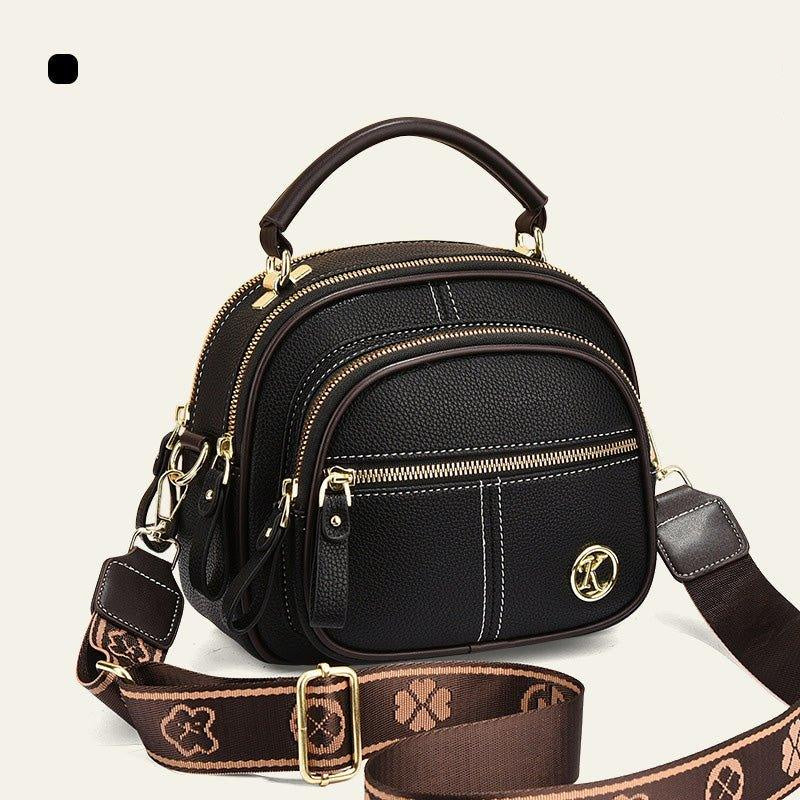 Sac classique multi - compartiments à bandoulière large et ajustable en cuir - Rondor