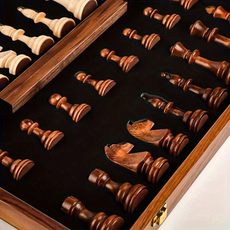 Set d’Échecs en Bois Massif Premium – Échiquier Pliable - Rondor