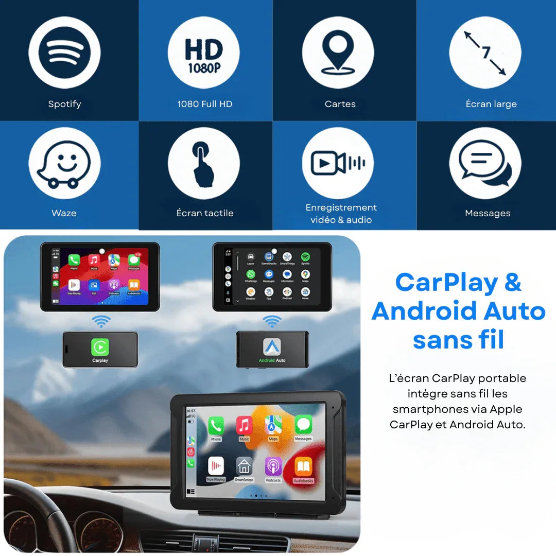Smart Car Play Pro – Écran 7’’ HD, Apple CarPlay & Android Auto | Conduite Connectée | RONDOR - Rondor