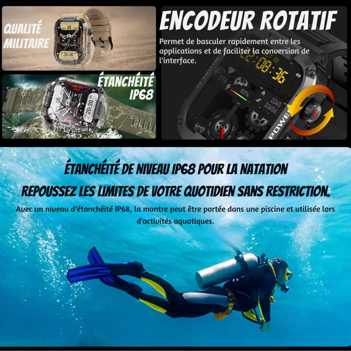 Smartwatch MK66 - Résistance - Technologie et Style en Un Seul Geste - Rondor