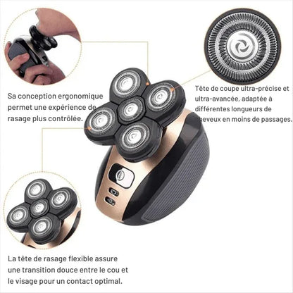 SmoothTrim - Rasoir 5 en 1 avec têtes flottantes et accessoires - Rondor