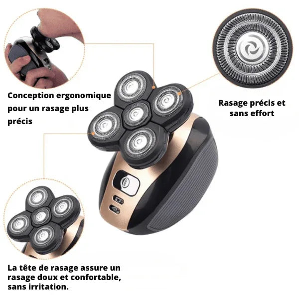 SmoothTrim - Rasoir 5 en 1 avec têtes flottantes et accessoires - Rondor