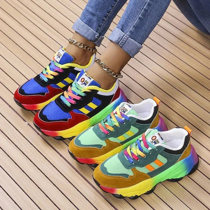 Sneakers Orthopédiques À Plateforme Multicolores Pour Femme – Style Moderne et Confort Absolu - Rondor