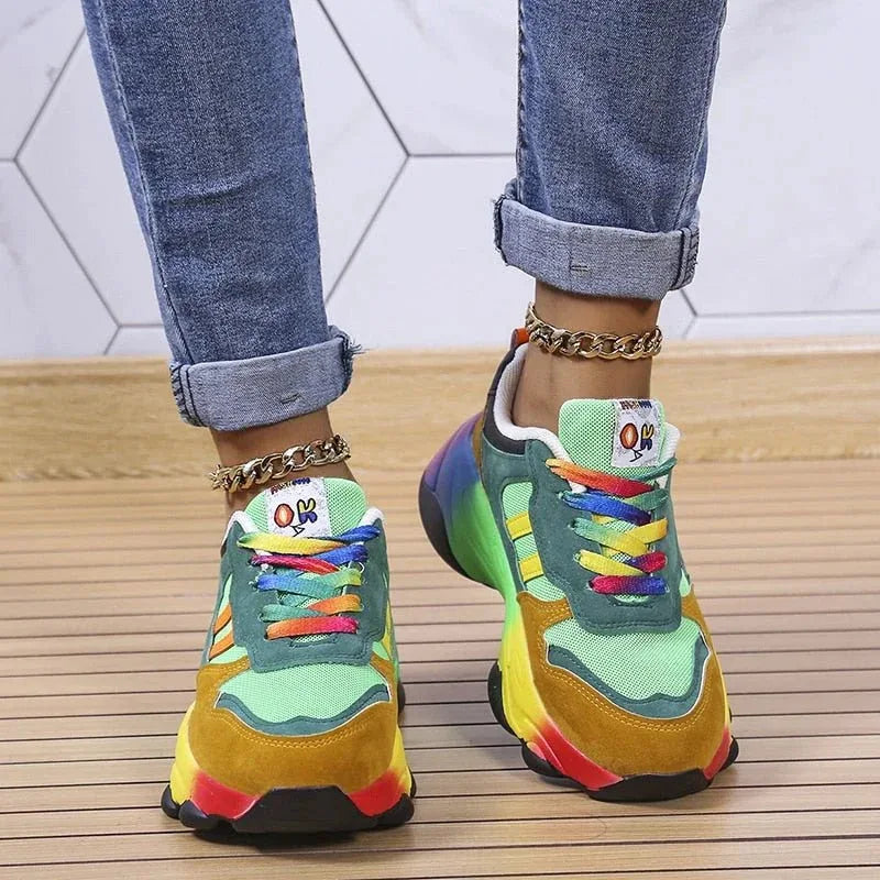 Sneakers Orthopédiques À Plateforme Multicolores Pour Femme – Style Moderne et Confort Absolu - Rondor