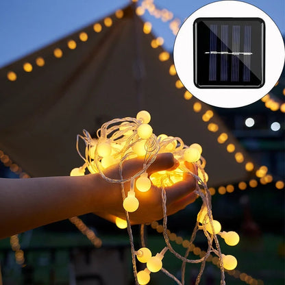 Solar String Lights Outdoor with Frosted Globe Bulbs and Powered Yard Lighting Exterior