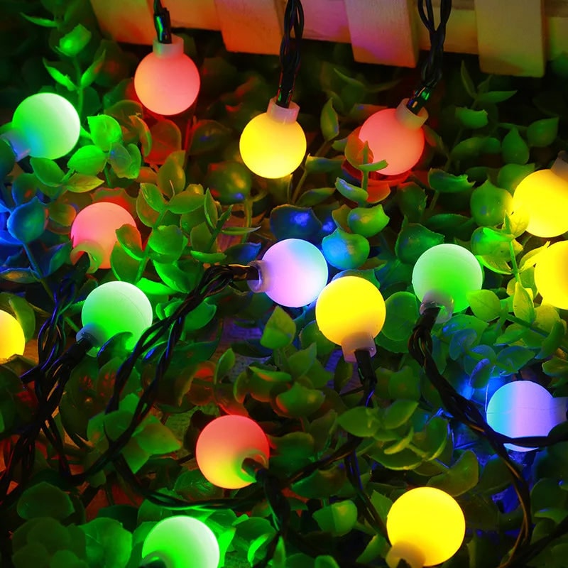 Solar String Lights Outdoor with Frosted Globe Bulbs and Powered Yard Lighting Exterior