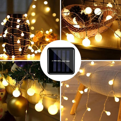 Solar String Lights Outdoor with Frosted Globe Bulbs and Powered Yard Lighting Exterior