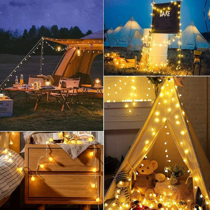 Solar String Lights Outdoor with Frosted Globe Bulbs and Powered Yard Lighting Exterior